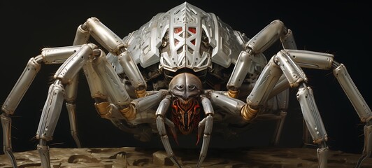 A fierce tarantula with an armoured shield , ai generative