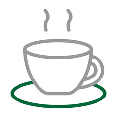 Tea Cup Vector Line Dark Green Grey Icon Design