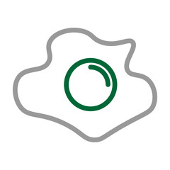 Fried Egg Vector Line Dark Green Grey Icon Design