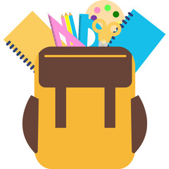 School Bag With Stationery Illustration