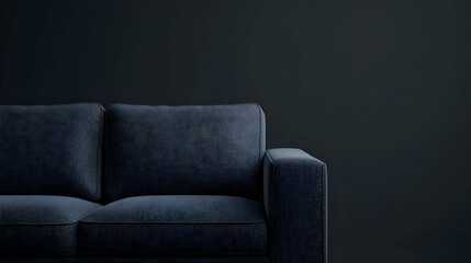 Dark Blue Sofa With Textured Fabric In A Modern Living Room