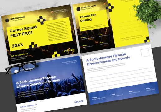 Blue And Yellow Event Postcard