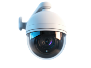 Surveillance camera cutout background office equipment modern workspace clear view security concept