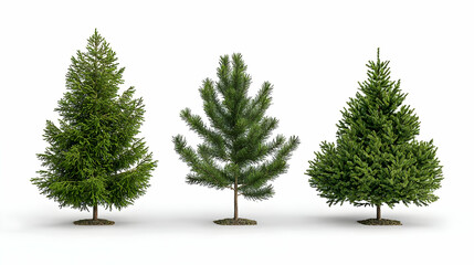 Obraz premium Three Pixelated Evergreen Trees On White Background