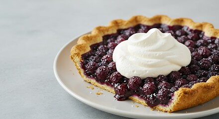 Serving Delicious Berry Pie Topped with Fresh Cream for Dessert