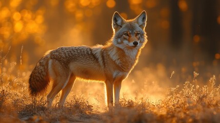 Fototapeta premium Majestic Coyote at Golden Hour