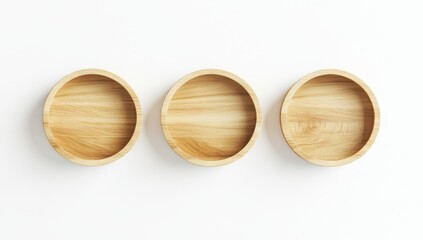 Three Empty Wooden Circular Shelves