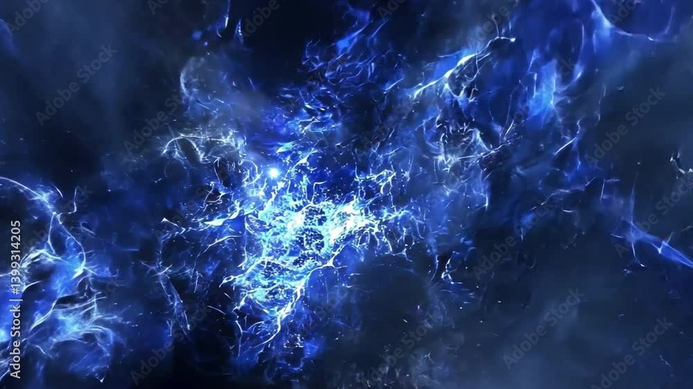 Poster mesmerizing abstract background of swirling blue energy and light patterns, creating depth and movem