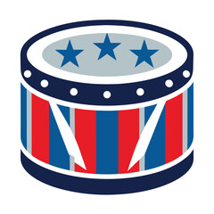 American-flag-drum-on-white-background. 