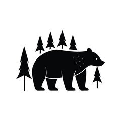 Bear Forest Minimalist Vector Art