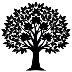 Obraz premium A redbud-tree-silhouette-vector-illustration 