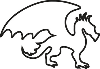 Dragon Silhouette Icon – Mythical Winged Creature Vector Art