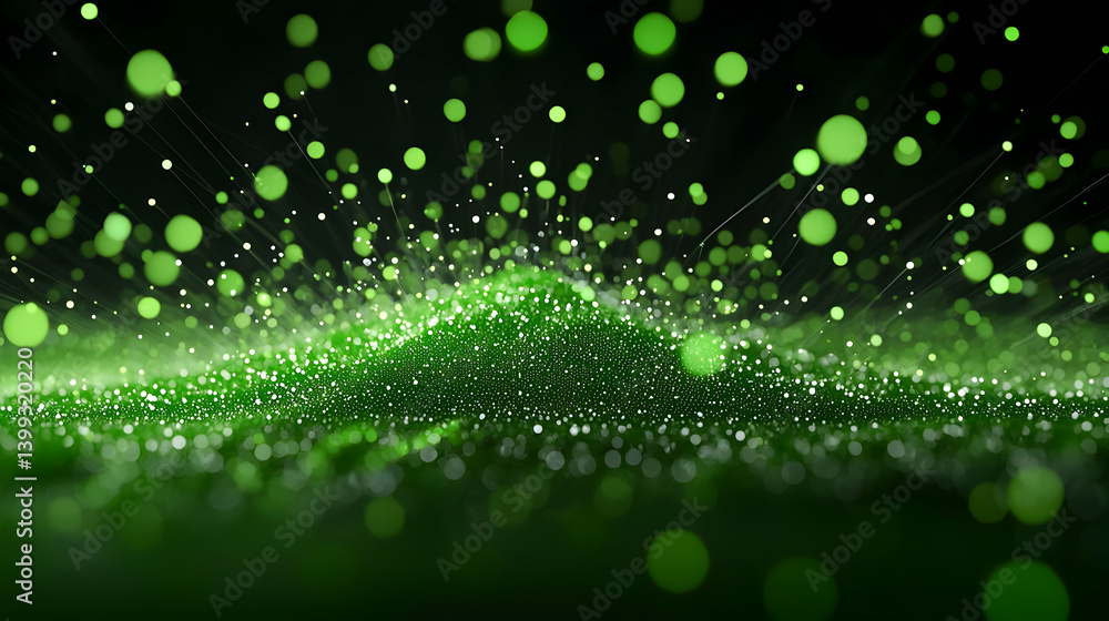 Poster abstract green explosion background with sparkling particles
