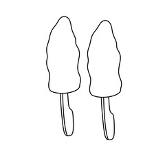 Two ice cream sticks with a white background