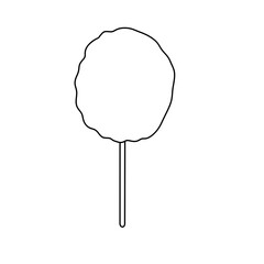 A white and black drawing of a stick with a fluffy white cloud on top