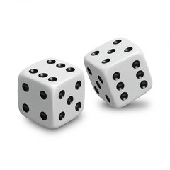 Two dice showing different numbers on white background
