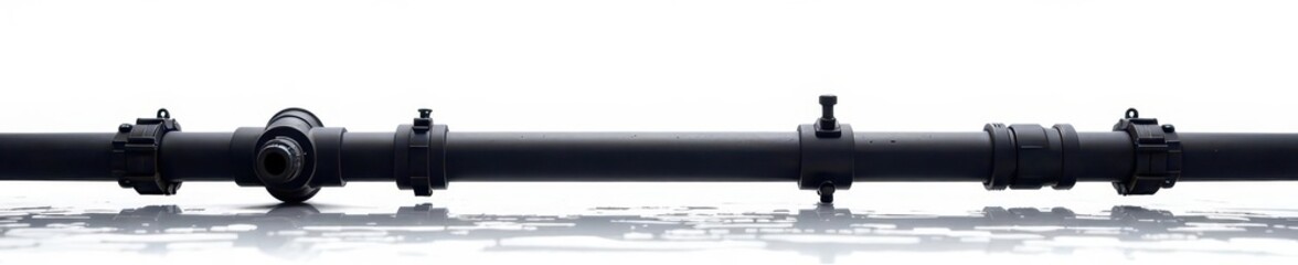 Dark silhouettes of flat water pipes against a white background , element, monochrome