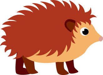 Russet Hedgehog Cartoon: Side Profile, Spiky Fur, Autumn Hues