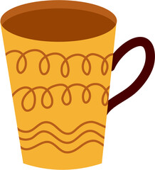 Autumnal Hues: Ornate Mug with Swirling and Wavy Design