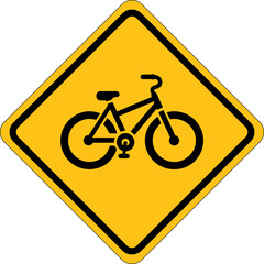 Bicycle Route Sign Vector - Yellow Sign Icon