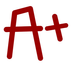 Hand-drawn Burgundy A Plus Grade Symbol