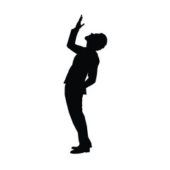 Silhouette pose of a man looking upwards