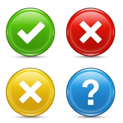 Obraz premium Checkmark cross question buttons on white background
