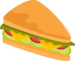 Triangular Veggie & Cheese Sandwich Illustration