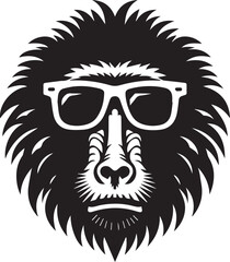 monkey head mascot, monkey head in sunglass silhouette vector, monkey head mascot vector illustration