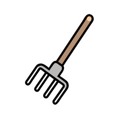 Rake Tool with Straight Handle Icon Design
