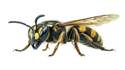 Detailed Close-up of a Yellow and Black Wasp