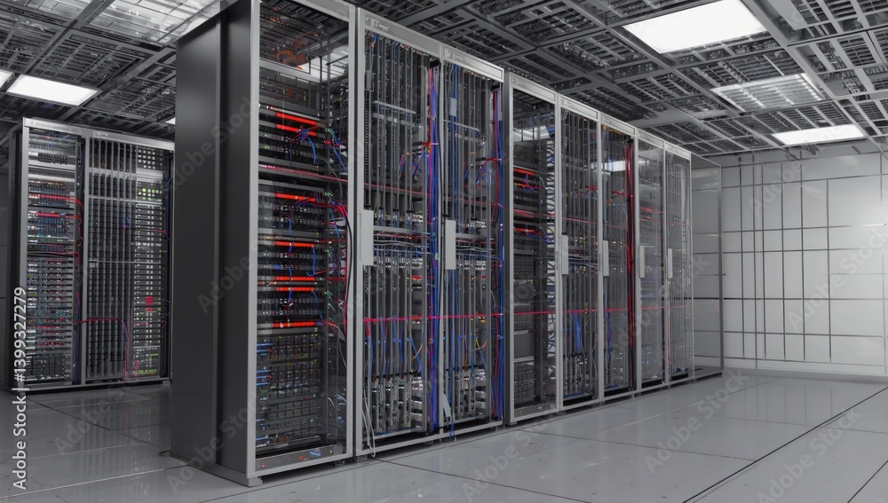 Poster server racks in a modern data center