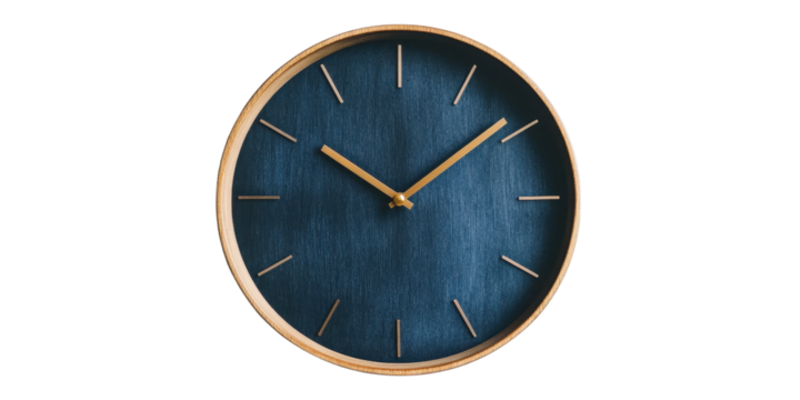cutout  Stunning Blue & Gold Wooden Wall Clock