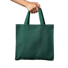A person is holding a green bag