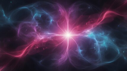 Colorful Cosmic Energy Burst in Deep Space with Nebula Swirls