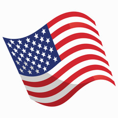 Vector illustration  of  waving American flag