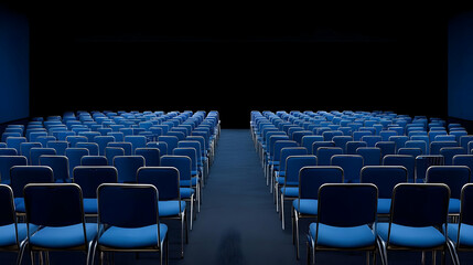Fototapeta premium Empty Auditorium With Dark Blue Seats