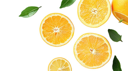 Obraz premium Vibrant Orange Slices and Leaves, A Healthy Food Delight