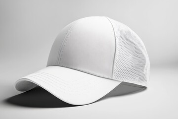 A white baseball cap on a white backdrop