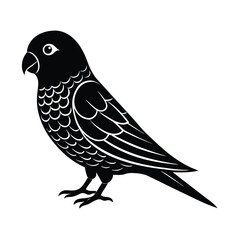 Parakeet Silhouette Vector Art Design | Black and White Parakeet Bird Vector Illustration