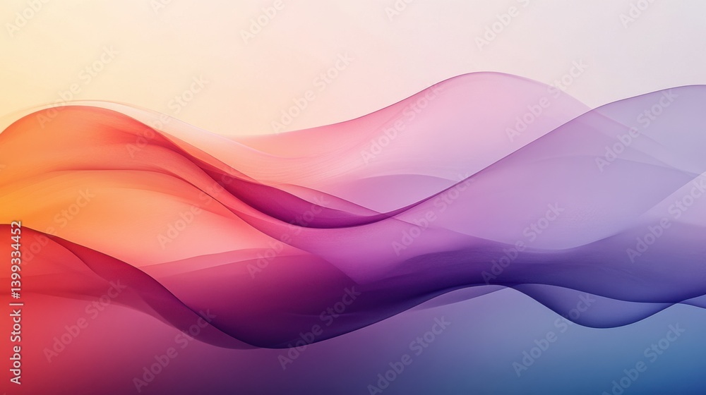 Poster a vibrant abstract design featuring flowing waves of color in gradient tones, creating a sense of mo