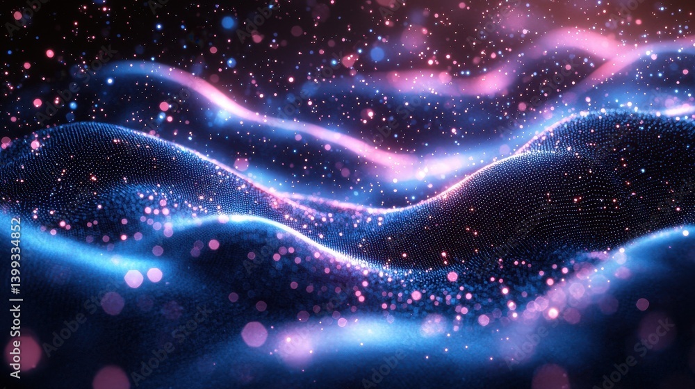 Poster mesmerizing cosmic dreamscape featuring a vibrant display of glowing stars swirling nebulae and capt