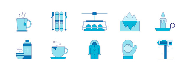 Winter set. Winter icon and symbol. Winter elements. Simple flat vector icon.