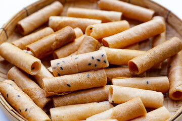 Thai snack, crispy coconut rolls