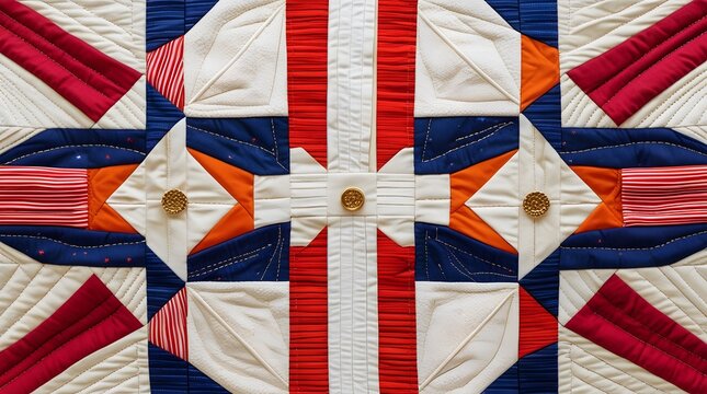 patchwork quilt featuring a variety of colorful and patterns