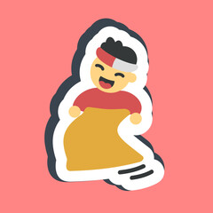 Sticker sack race. Indonesian independence day celebration elements. Good for prints, posters, etc.