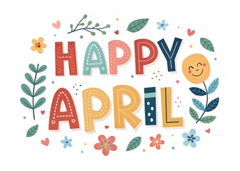 happy april typography,card,banner
