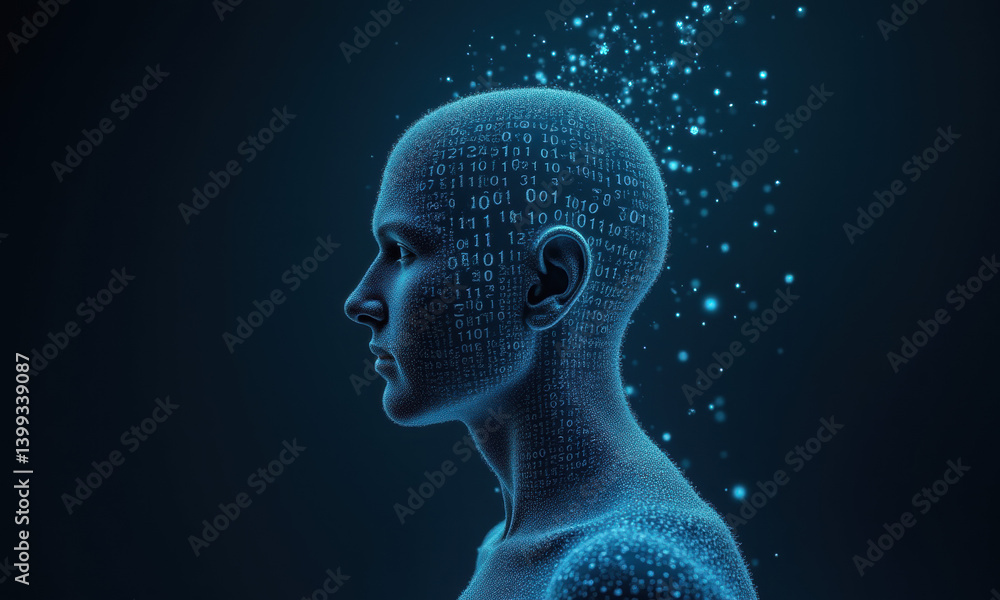 Poster ai, digital human, binary code, technology - ai and machine learning