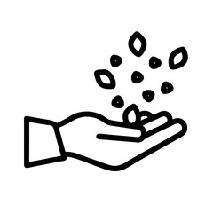 Hand Holding Scattered Seeds Icon Design