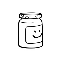 simple glass jar with smiling icon drawing